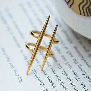 Anthropologie Gold Double Spike Ring